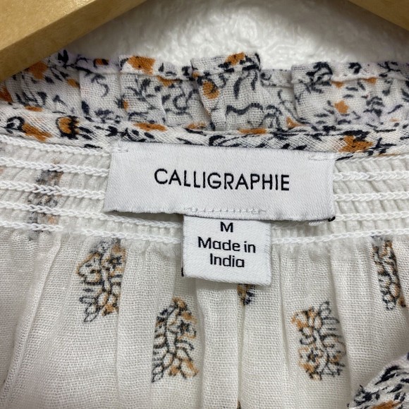 Anthropologie Calligraphie women's Peasant top Medium Long Sleeve - Picture 2 of 8